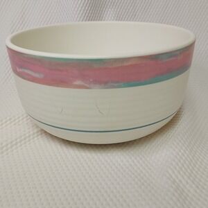 Treasure Craft Mirage Stoneware Pink Turquoise Ivory Made in USA Vintage 1980s